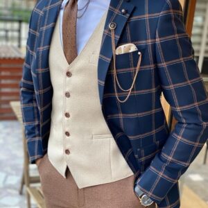 Lawnton Blue Slim Fit Plaid Blazer