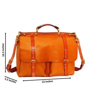 Fabrizio Brown Full Grain Leather Briefcase